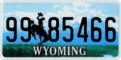 WY license plate 9985466
