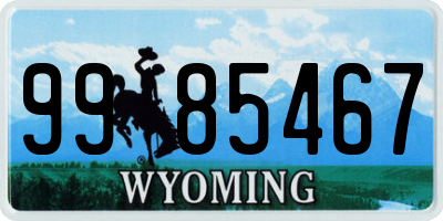 WY license plate 9985467