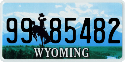 WY license plate 9985482