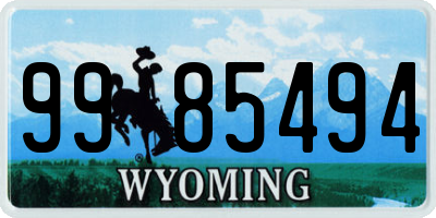 WY license plate 9985494