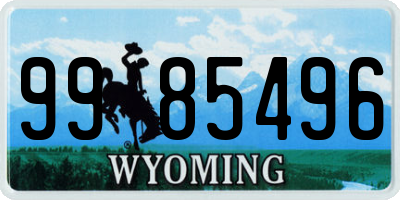 WY license plate 9985496