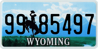 WY license plate 9985497