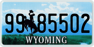 WY license plate 9985502