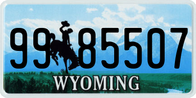 WY license plate 9985507