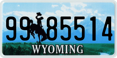 WY license plate 9985514