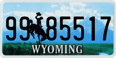 WY license plate 9985517