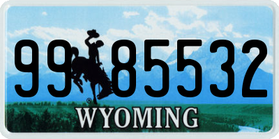 WY license plate 9985532