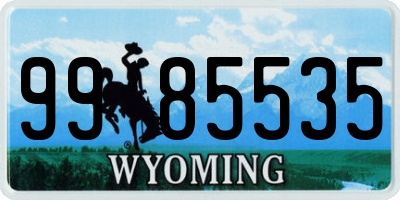 WY license plate 9985535