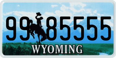 WY license plate 9985555