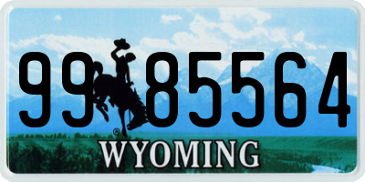 WY license plate 9985564