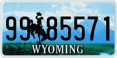 WY license plate 9985571
