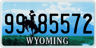 WY license plate 9985572