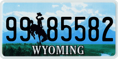 WY license plate 9985582