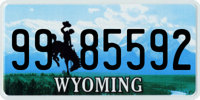 WY license plate 9985592