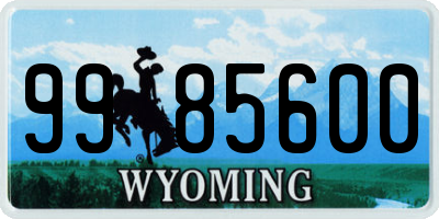 WY license plate 9985600