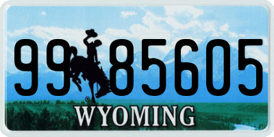 WY license plate 9985605