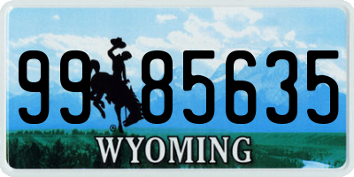WY license plate 9985635