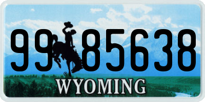 WY license plate 9985638