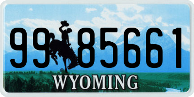 WY license plate 9985661