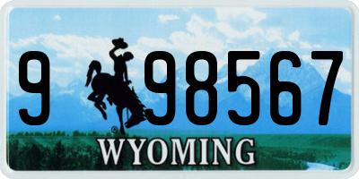 WY license plate 998567
