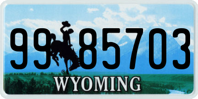 WY license plate 9985703