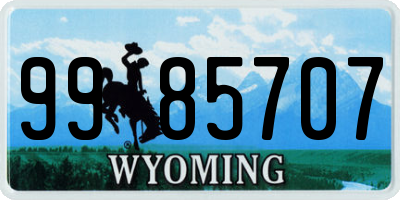 WY license plate 9985707