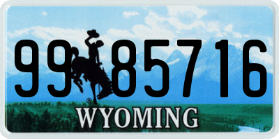WY license plate 9985716