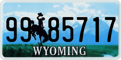 WY license plate 9985717