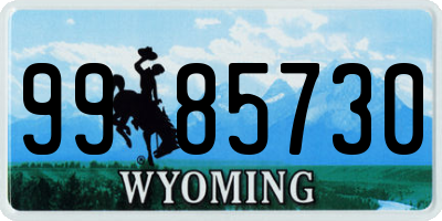 WY license plate 9985730