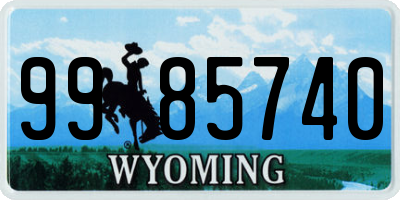 WY license plate 9985740