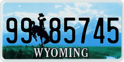 WY license plate 9985745