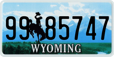 WY license plate 9985747