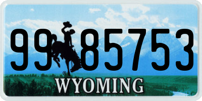 WY license plate 9985753