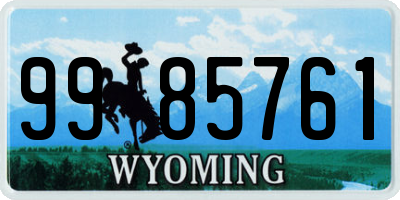 WY license plate 9985761