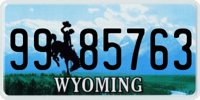 WY license plate 9985763