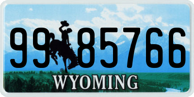WY license plate 9985766