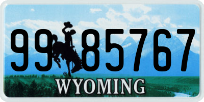 WY license plate 9985767