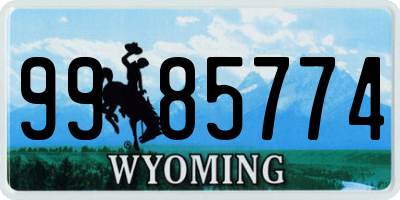 WY license plate 9985774