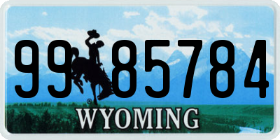 WY license plate 9985784