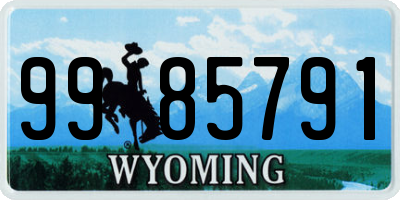 WY license plate 9985791