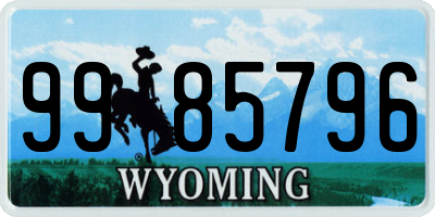 WY license plate 9985796