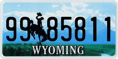 WY license plate 9985811