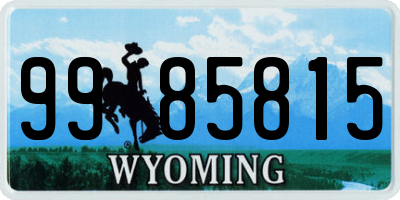 WY license plate 9985815