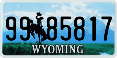 WY license plate 9985817