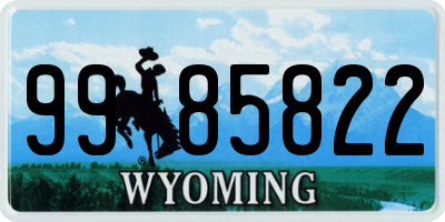 WY license plate 9985822