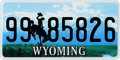 WY license plate 9985826