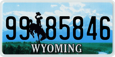 WY license plate 9985846