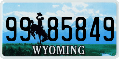 WY license plate 9985849