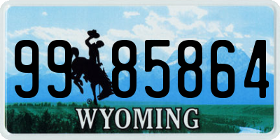 WY license plate 9985864