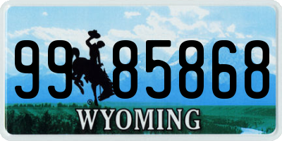 WY license plate 9985868